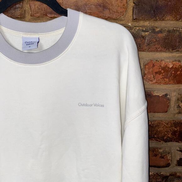 Outdoor Voices Cream White Gray Pickup Crewneck Sweatshirt Size XS Unisex - Picture 3 of 8